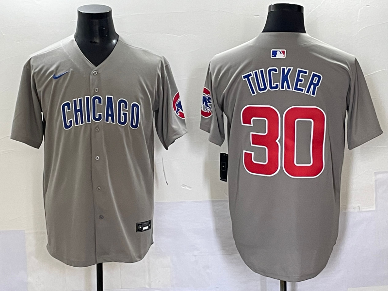 Men's Chicago Cubs Kyle Tucker #30 Gray Jersey